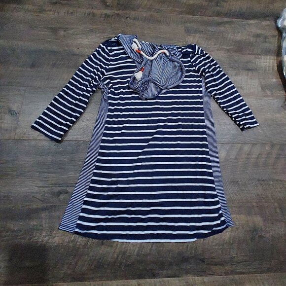 Beach Break Nautical Size S Navy and white Cabana Swim cover-up Hooded - Picture 2 of 10